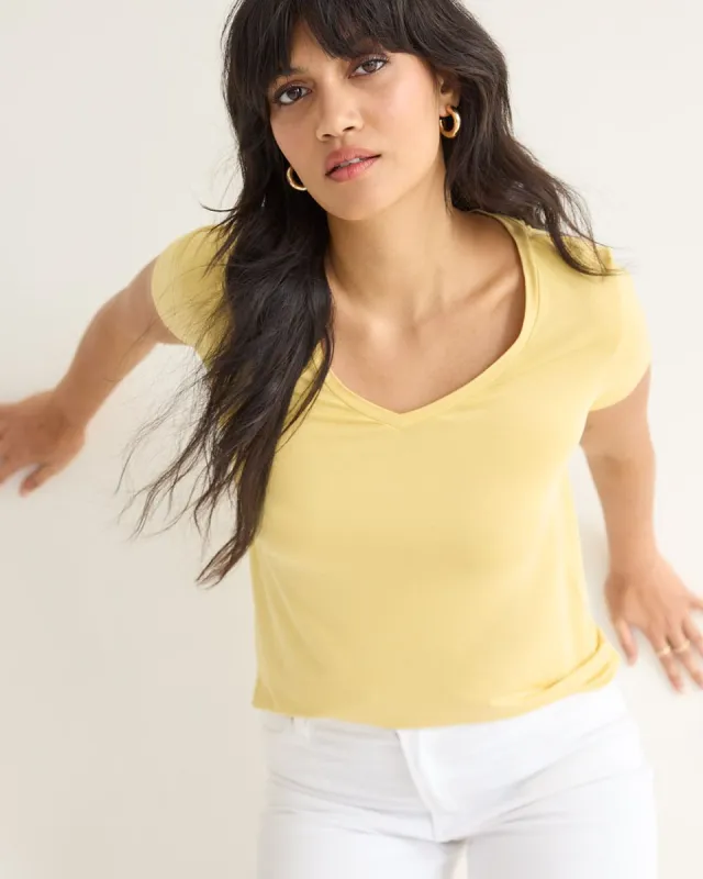 Short-Sleeve V-Neck Tee - R Essentials sold by Reitmans