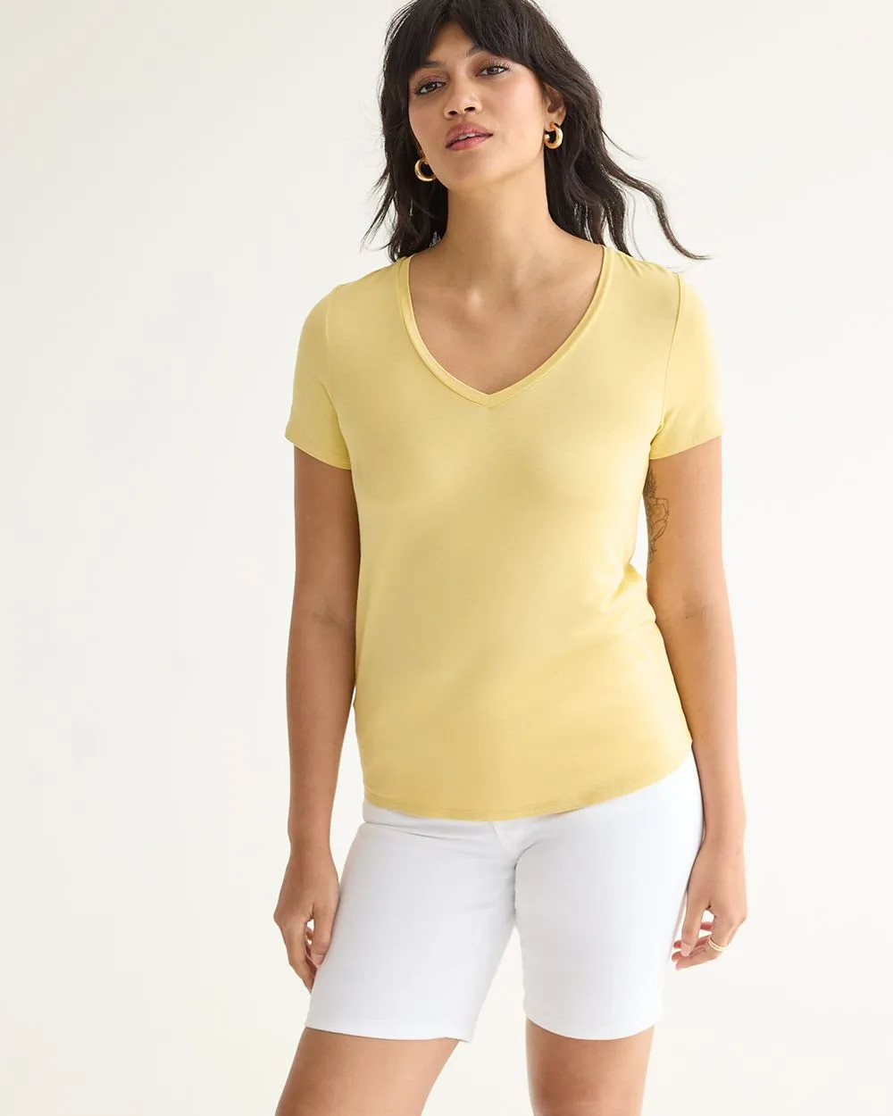 Short-Sleeve V-Neck Tee - R Essentials sold by Reitmans product image thumbnail 3