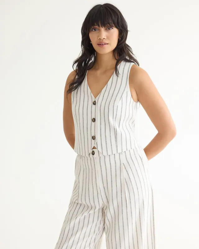 Striped Linen Suit Vest sold by Reitmans