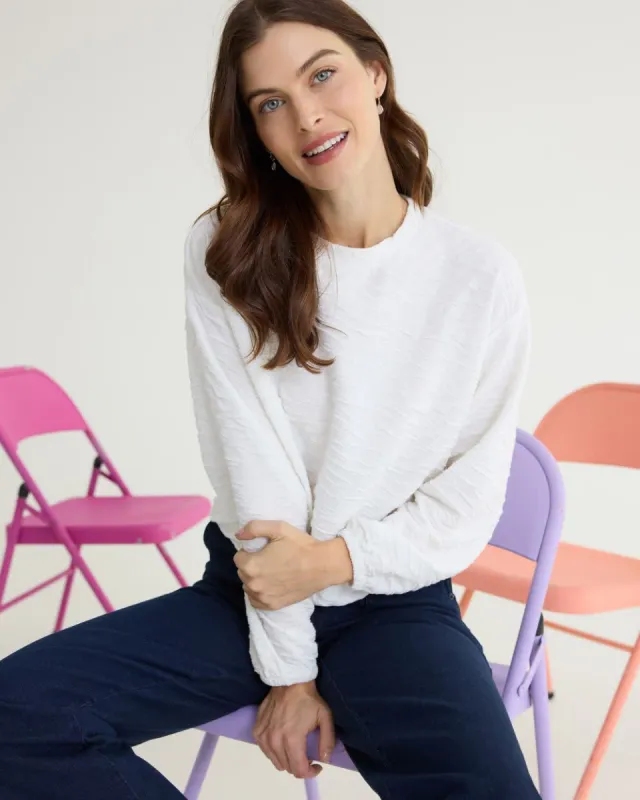 Long-Sleeve Crew-Neck Top with Elastic Hem made by Reitmans