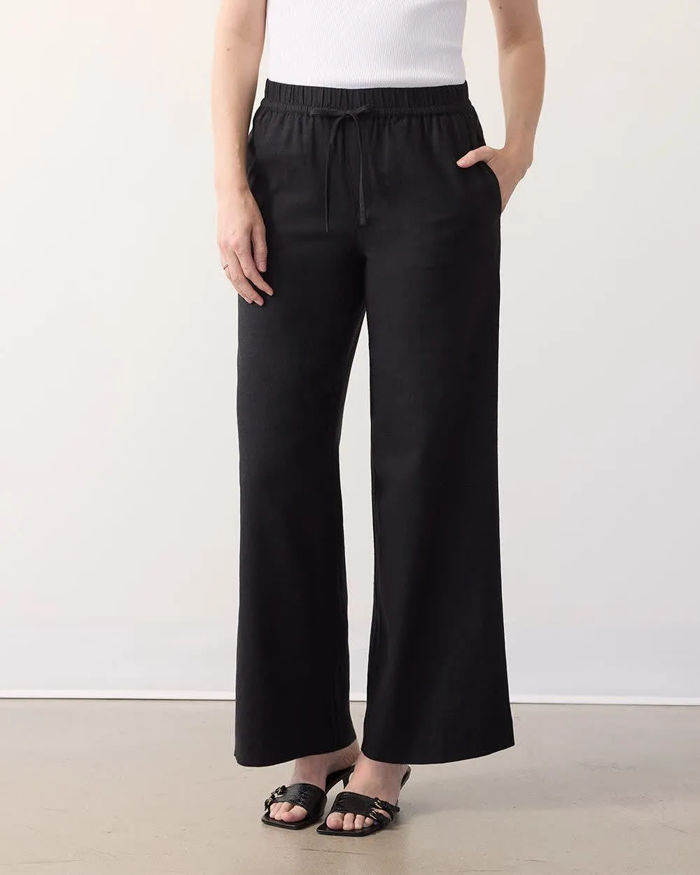 Wide-Leg High-Rise Linen Pant - Petite sold by Reitmans