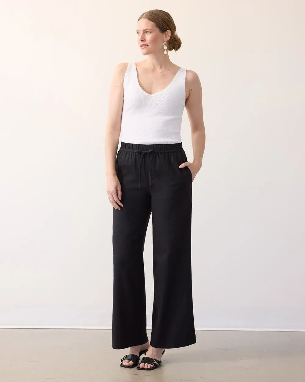Wide-Leg High-Rise Linen Pant - Petite sold by Reitmans product image thumbnail 3