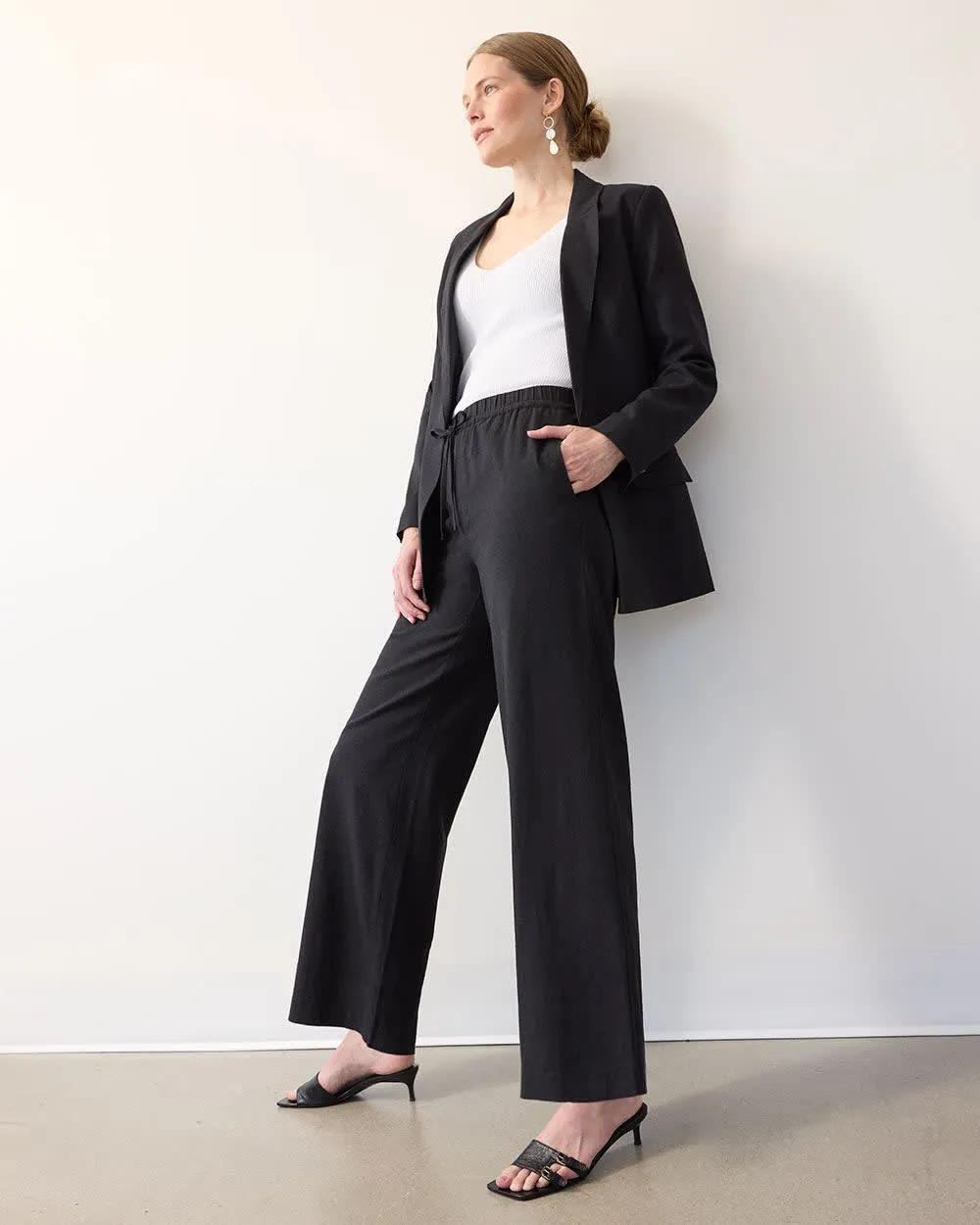 Wide-Leg High-Rise Linen Pant - Petite sold by Reitmans product image thumbnail 4