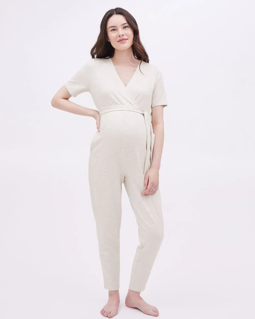 Short-Sleeve V-Neck Jumpsuit - Thyme Maternity sold by Reitmans product image thumbnail 2