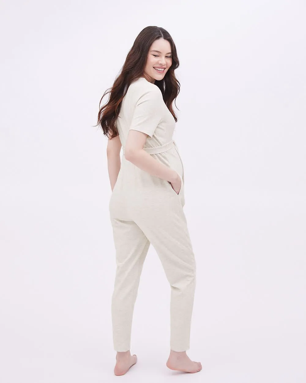 Short-Sleeve V-Neck Jumpsuit - Thyme Maternity sold by Reitmans product image thumbnail 3