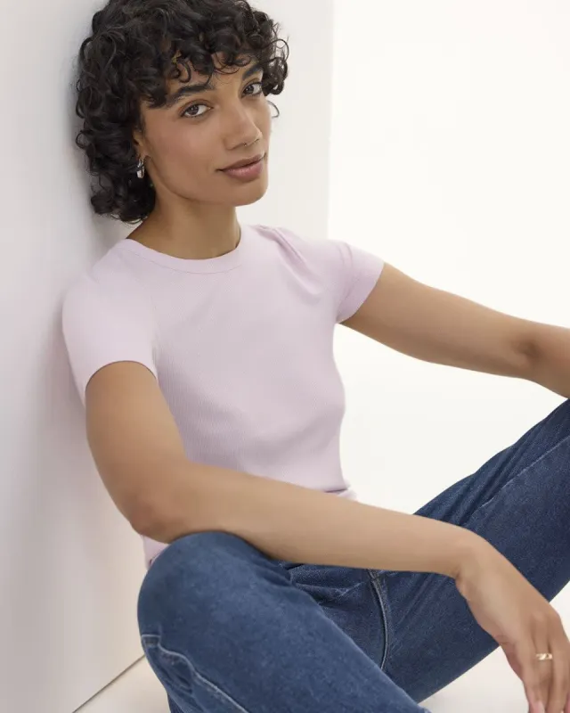 Short-Sleeve Crew-Neck Ribbed Tee sold by Reitmans