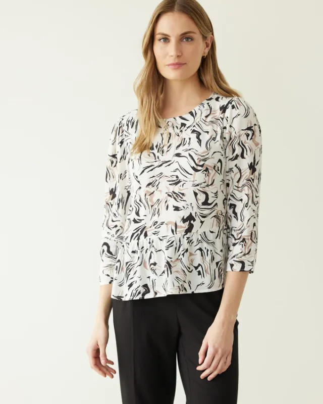 3/4-Sleeve Peplum Blouse with Crew Neckline sold by Reitmans
