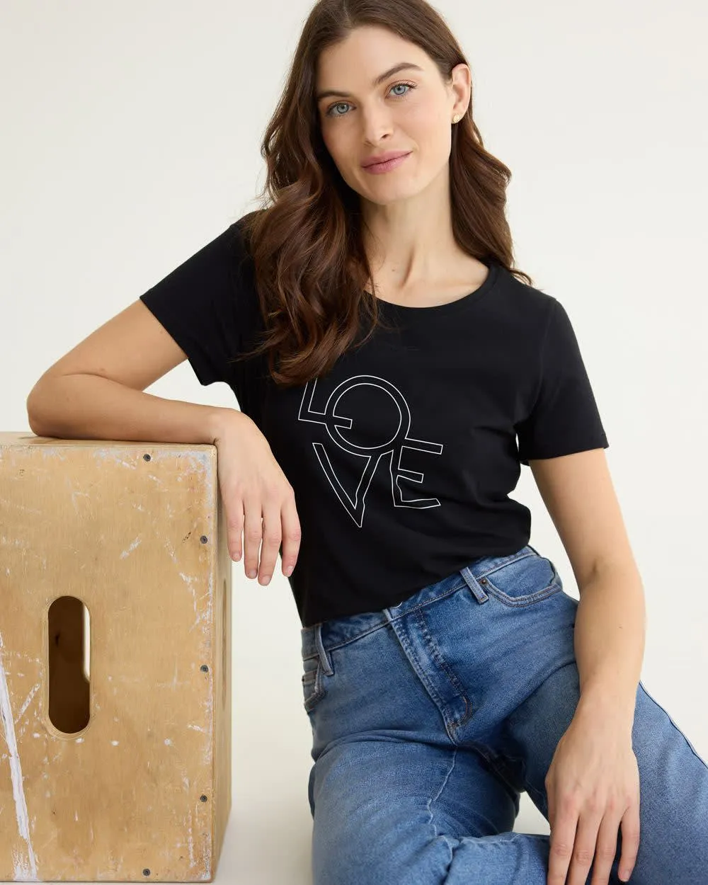 Scoop-Neck Cotton Tee - R Essentials sold by Reitmans