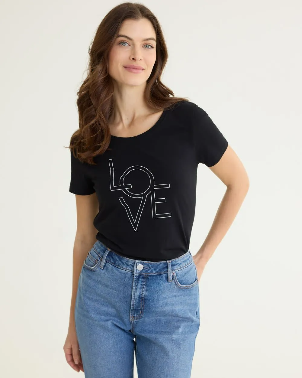 Scoop-Neck Cotton Tee - R Essentials sold by Reitmans product image thumbnail 3