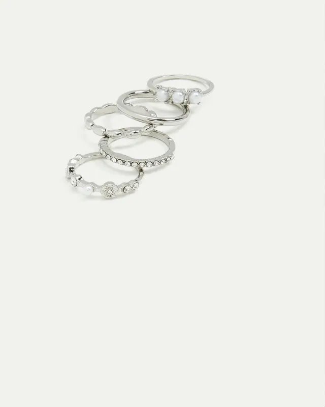 Rings with Pearls and Rhinestones - Set of 5 sold by Reitmans