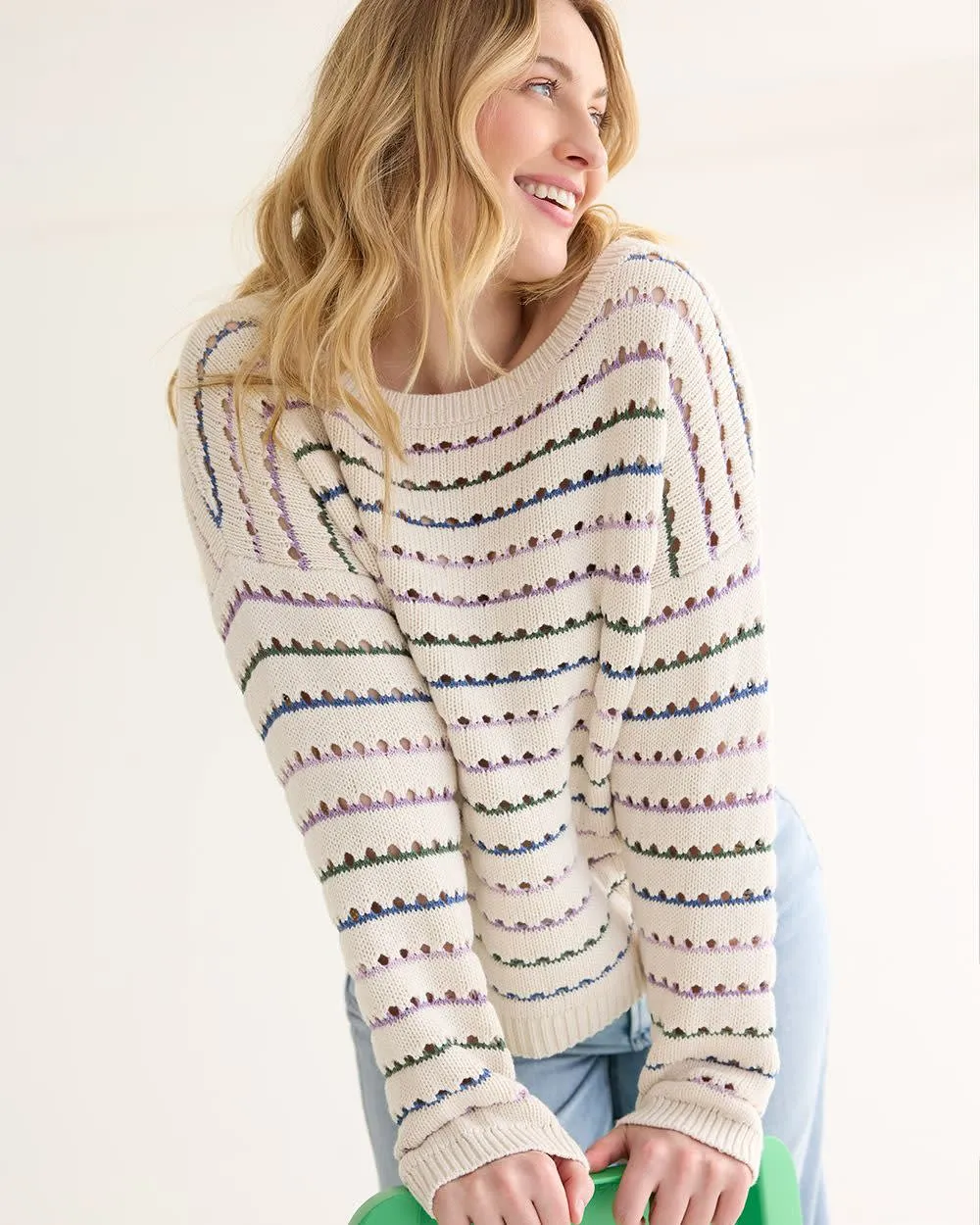 Long-Sleeve Pullover with Open Stitches sold by Reitmans