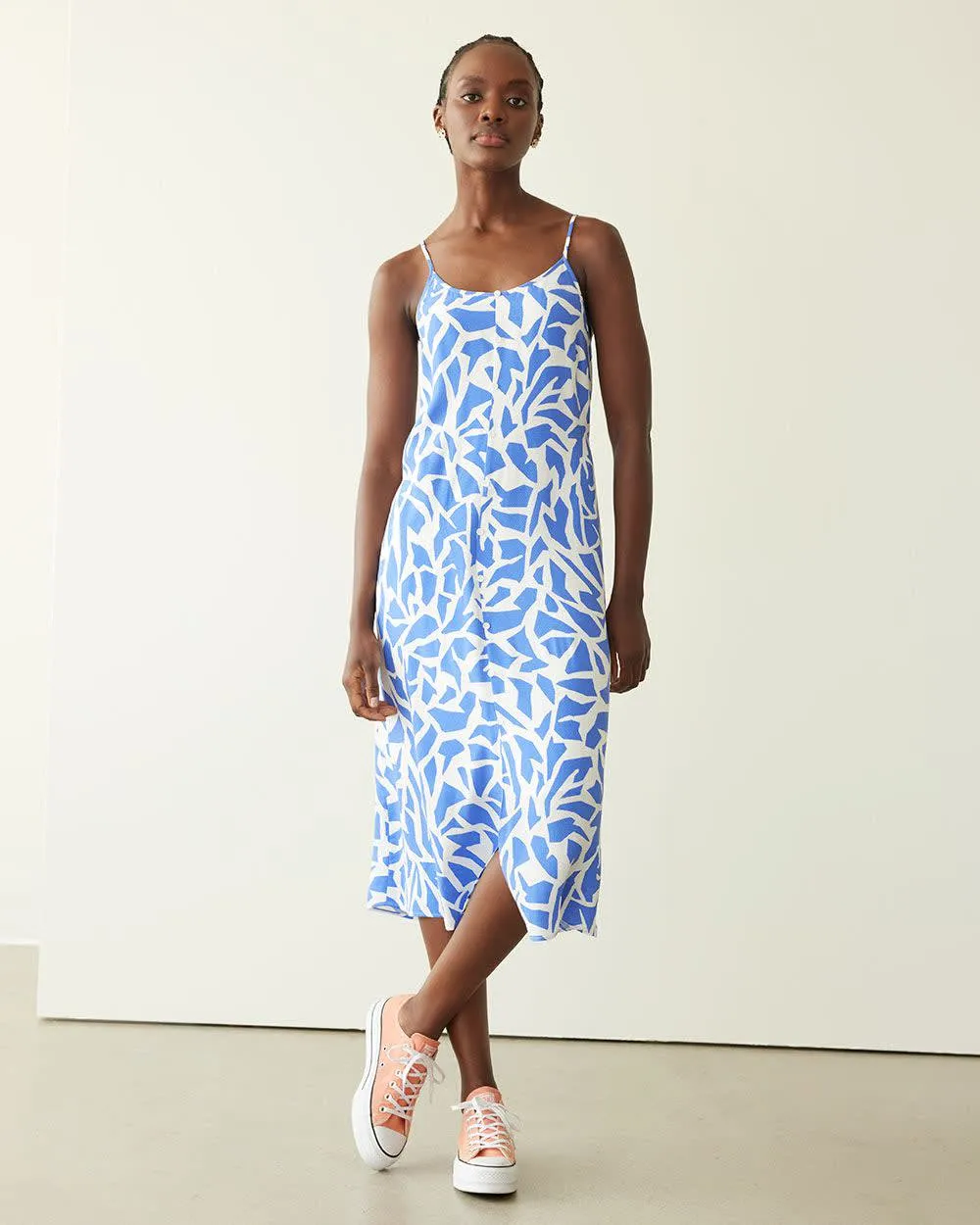 Sleeveless Shift Buttoned-Down Midi Dress sold by Reitmans