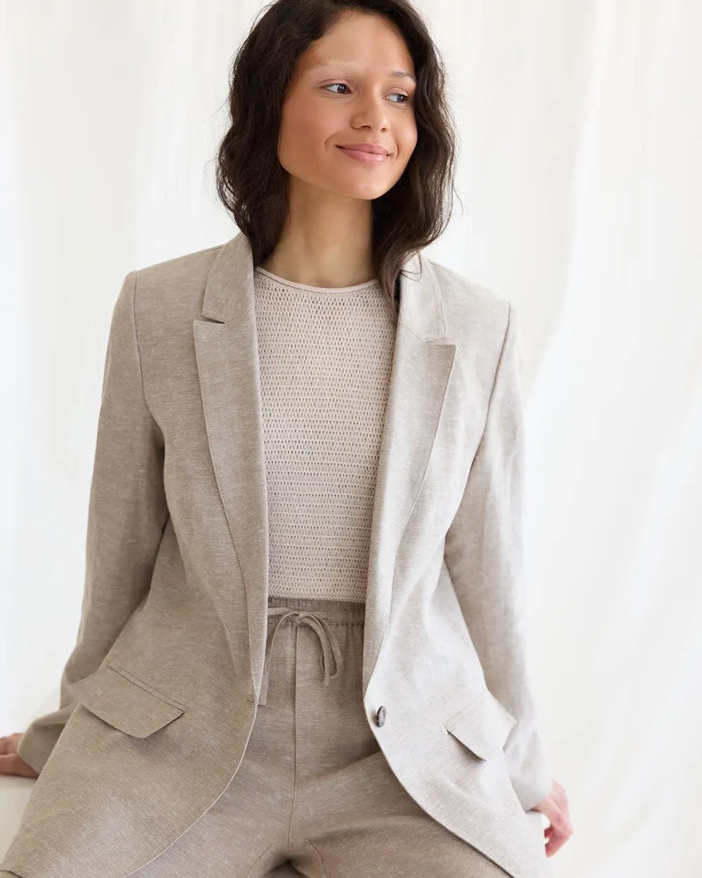 One-Button Linen Blazer sold by Reitmans product image thumbnail 3