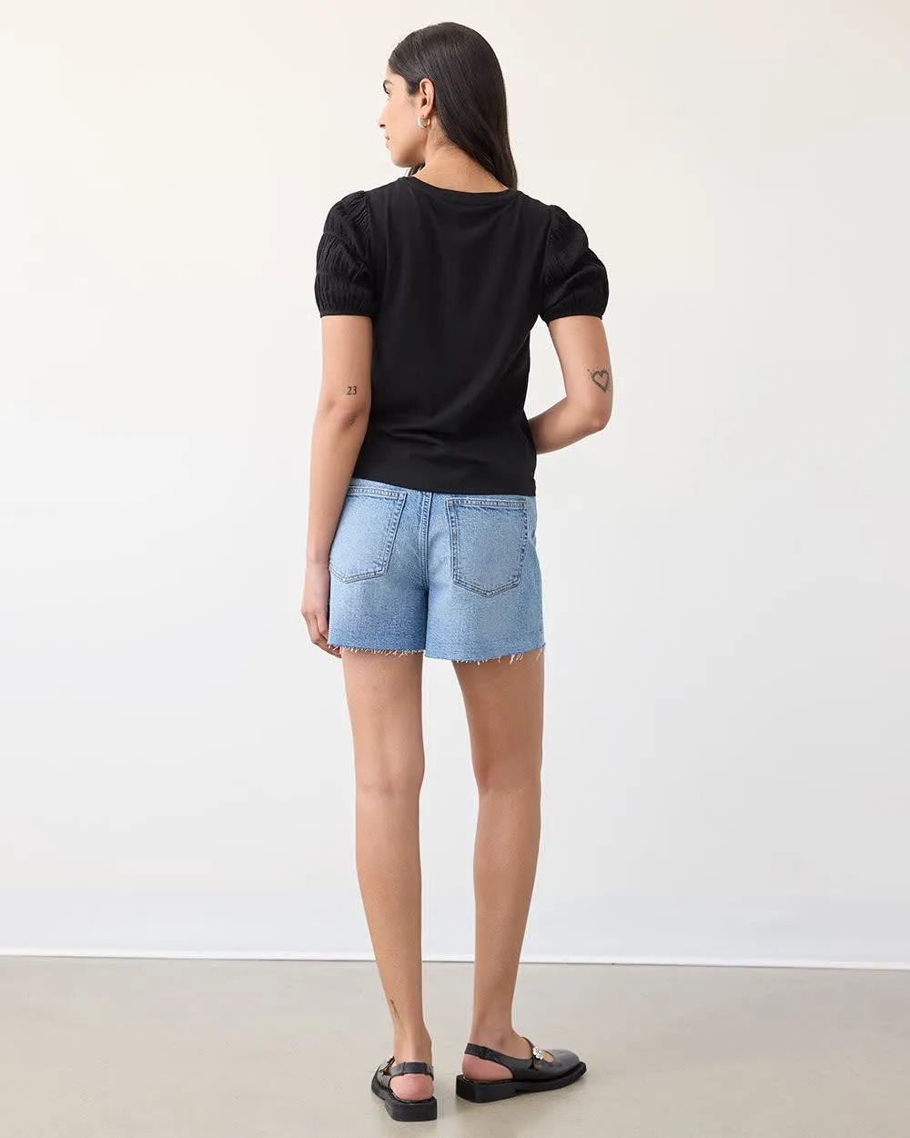 Short-Sleeve Scoop-Neck Mix-Media Top sold by Reitmans product image thumbnail 2