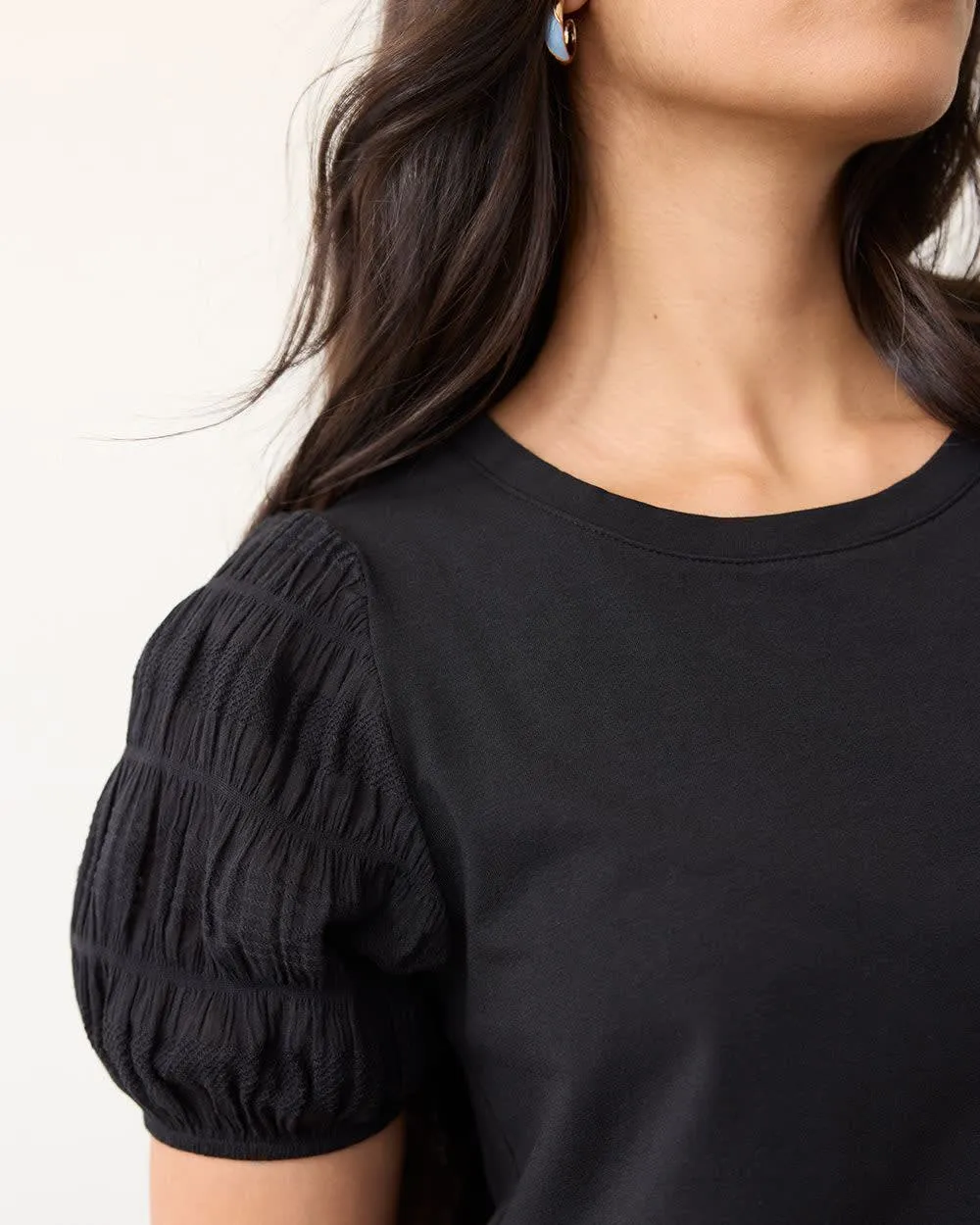 Short-Sleeve Scoop-Neck Mix-Media Top sold by Reitmans product image thumbnail 4