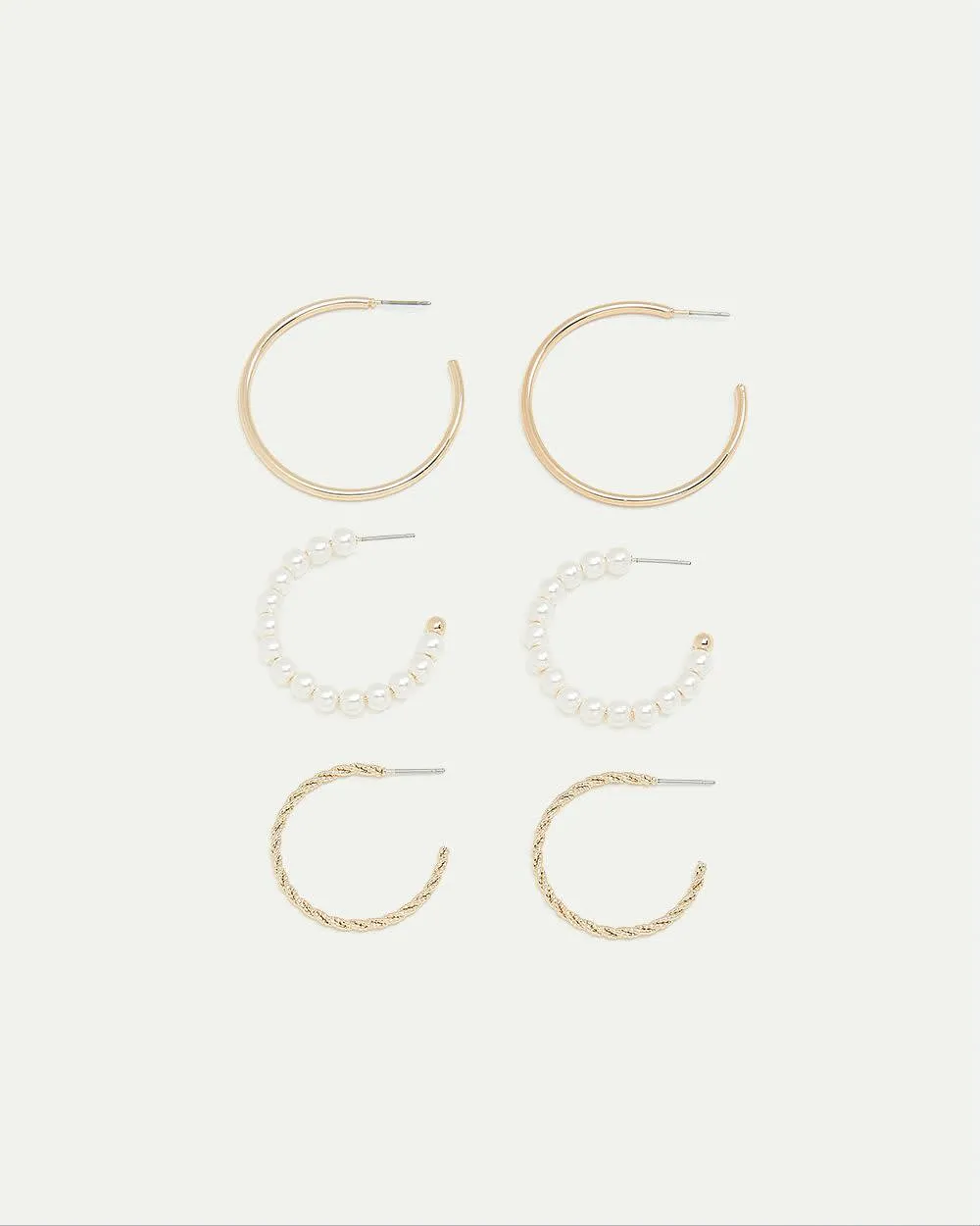 Pearl and Metal Hoops - 3 Pairs sold by Reitmans product image thumbnail 2