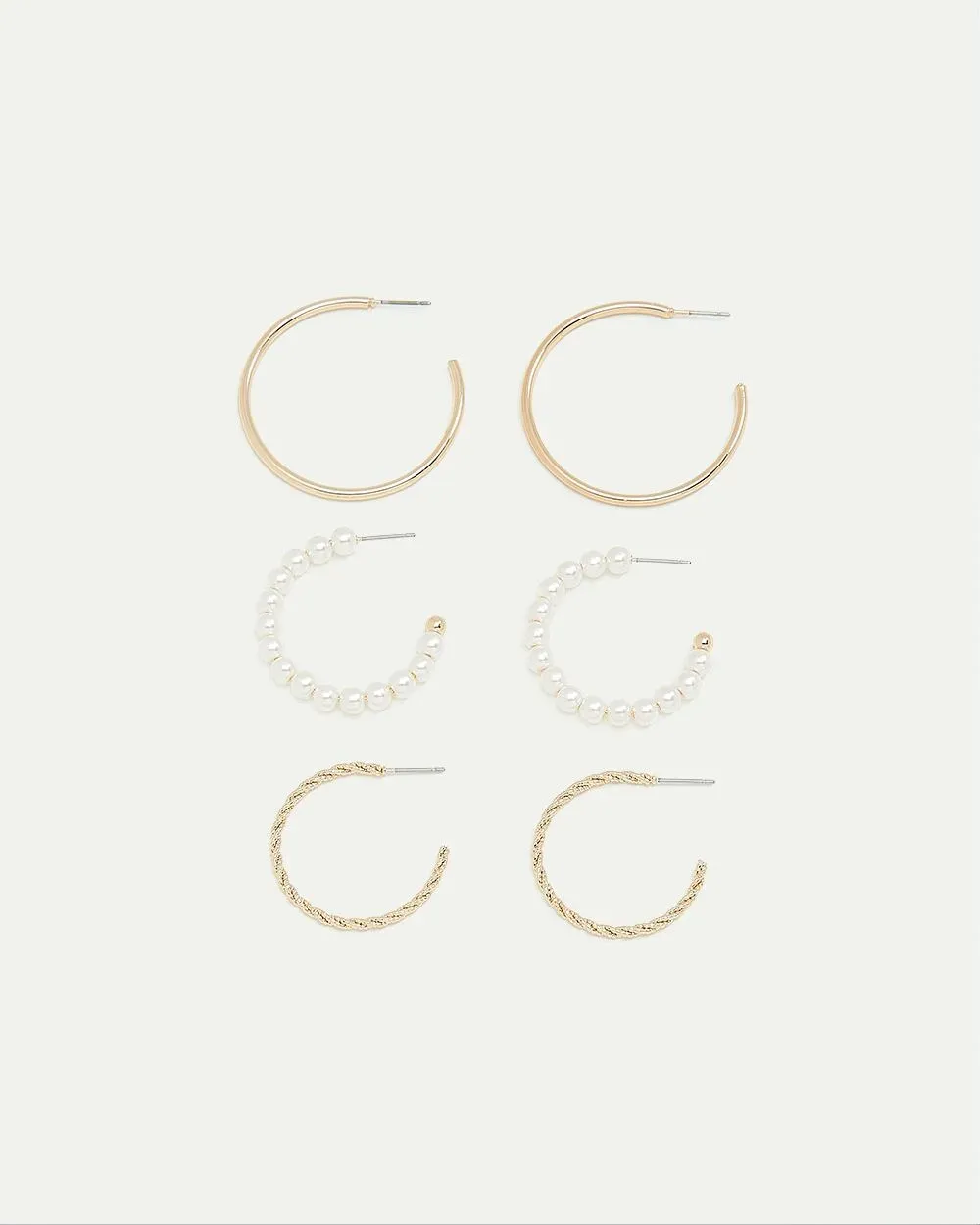 Pearl and Metal Hoops - 3 Pairs sold by Reitmans product image thumbnail 4