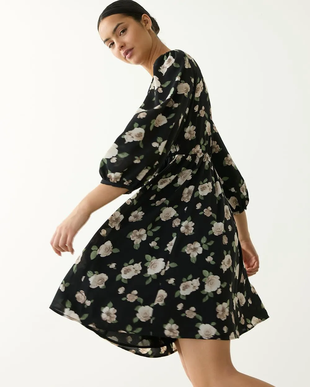 3/4-Sleeve Crew-Neck Swing Dress sold by Reitmans product image thumbnail 3