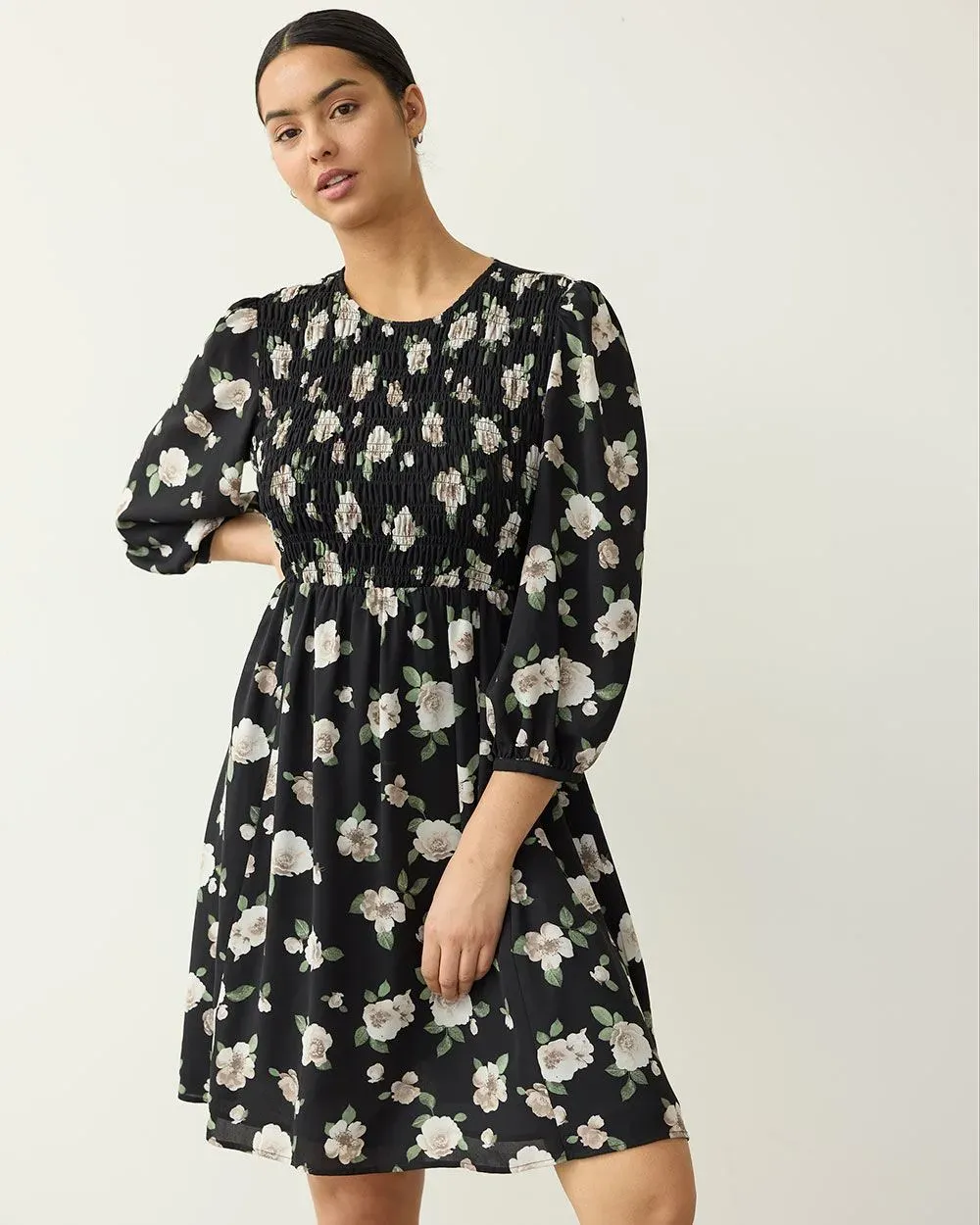 3/4-Sleeve Crew-Neck Swing Dress sold by Reitmans product image thumbnail 5