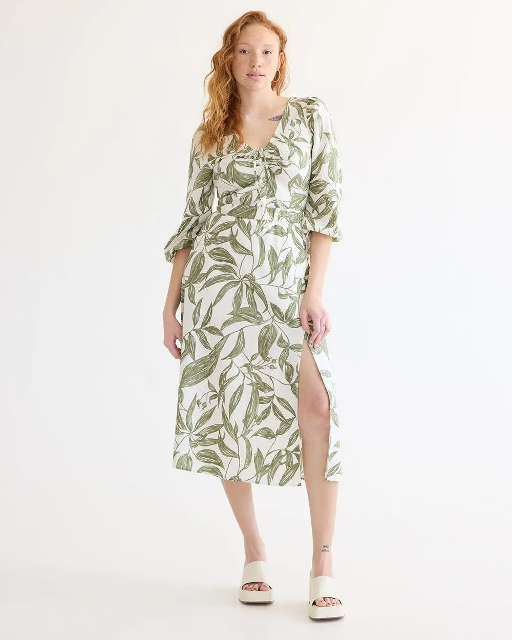 Linen-Blend Midi Skirt with Front Slit sold by Reitmans product image thumbnail 4