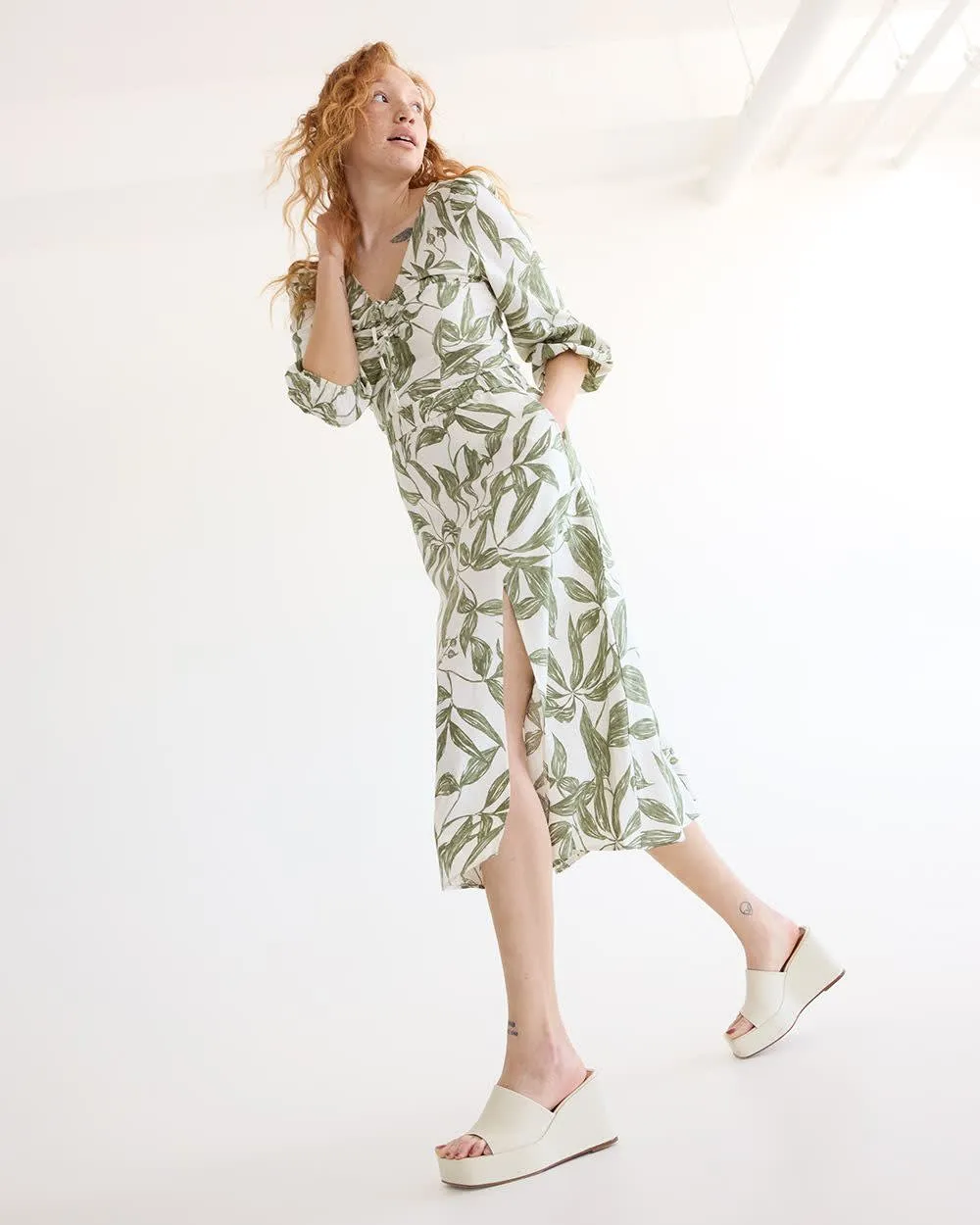 Linen-Blend Midi Skirt with Front Slit sold by Reitmans product image thumbnail 5