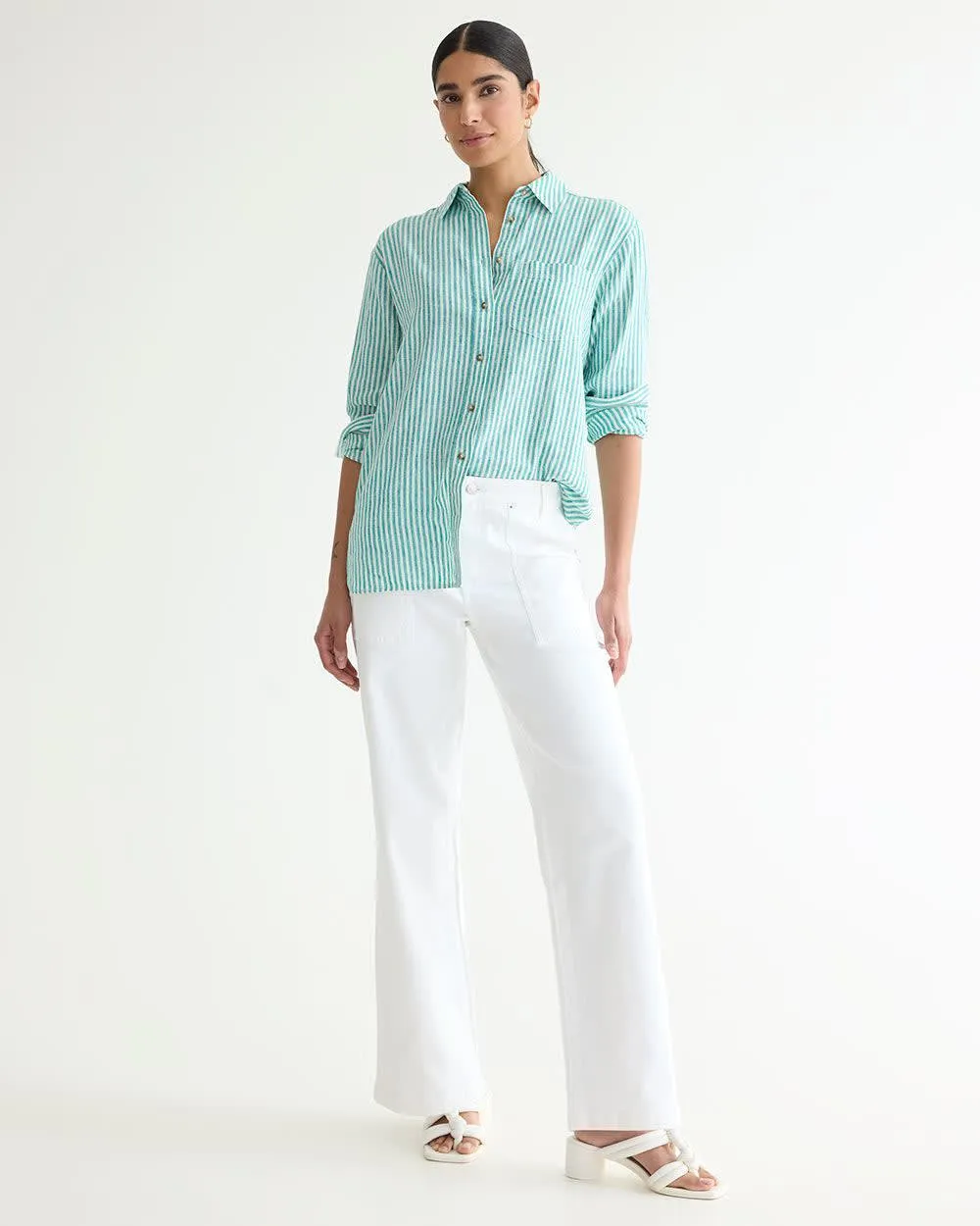 Straight-Leg Mid-Rise Utility Jean - Petite sold by Reitmans
