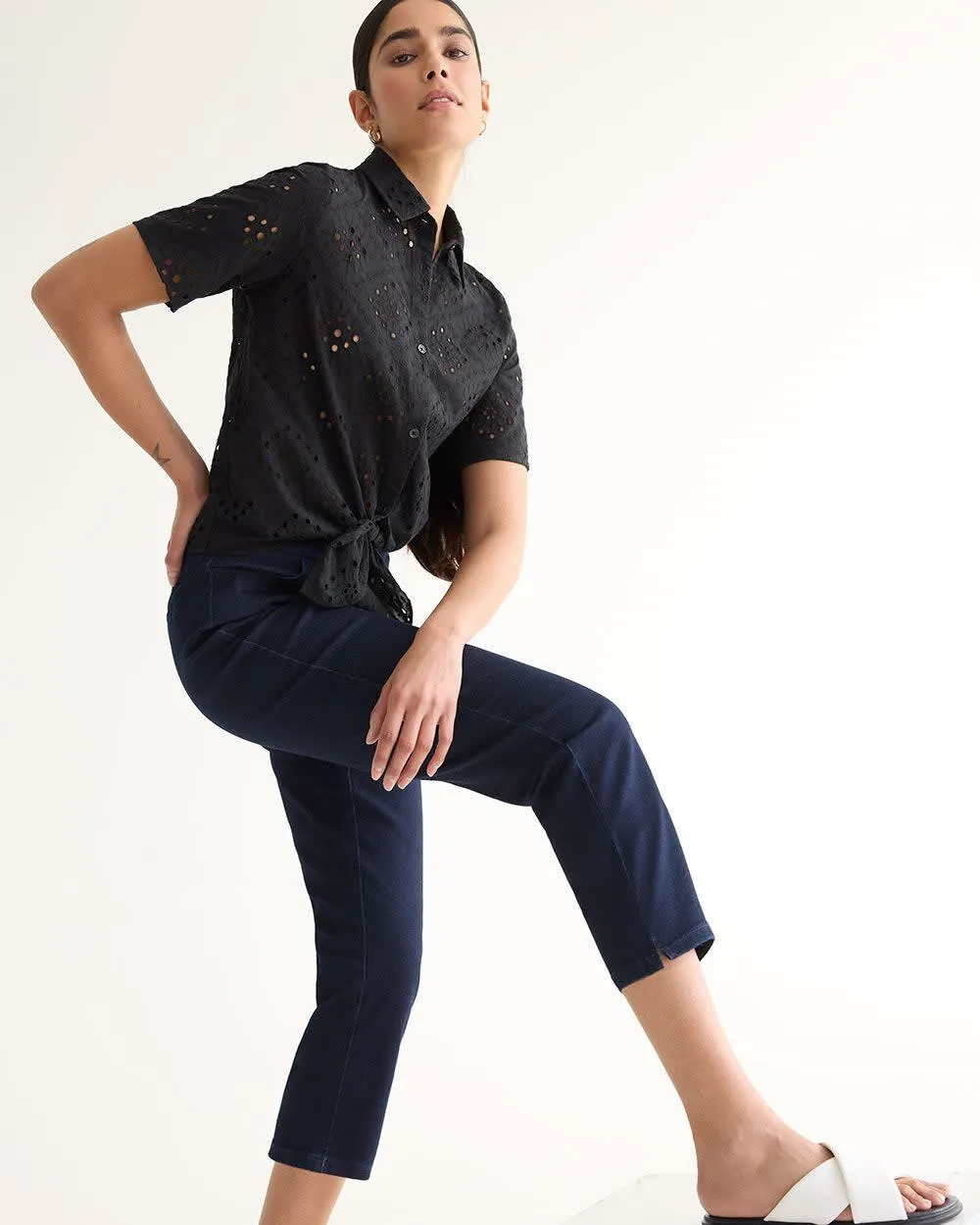 Slim-Leg Mid-Rise Cropped Jean - Petite sold by Reitmans product image thumbnail 4
