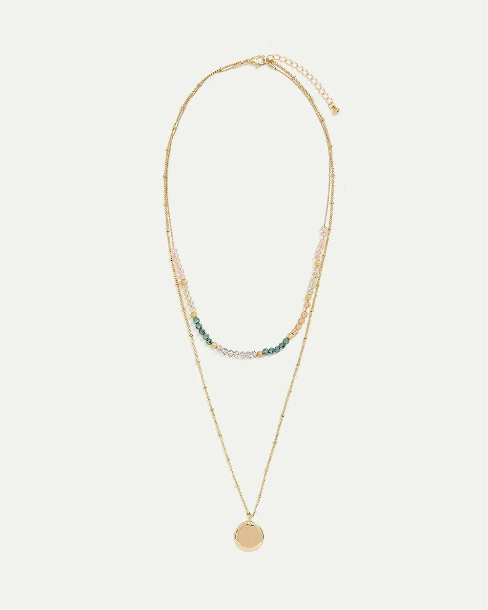 Long Double-Chain Necklace with Colourful Beads sold by Reitmans product image thumbnail 2