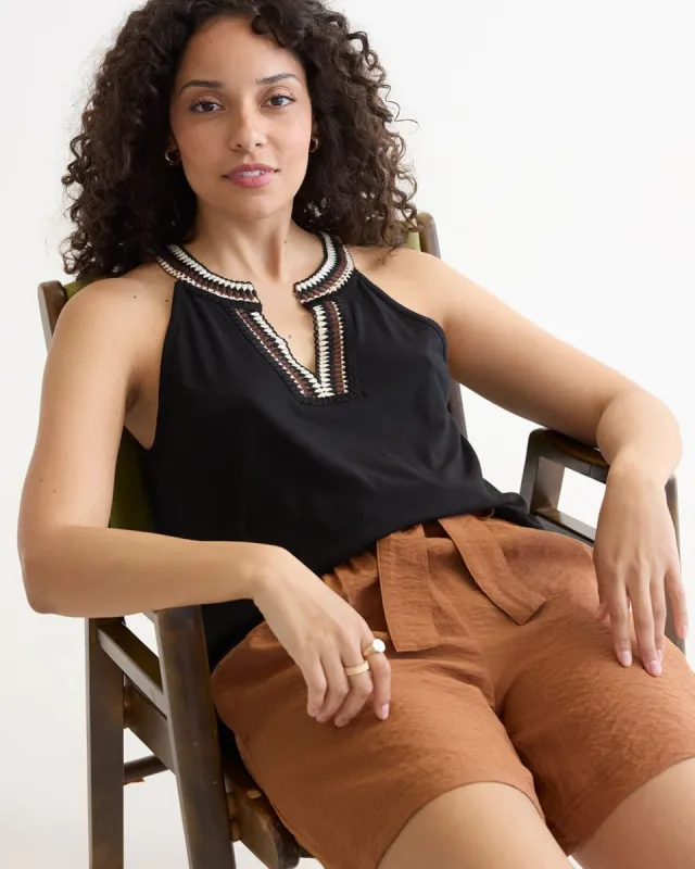 Embroidered Split-Neck Tank sold by Reitmans