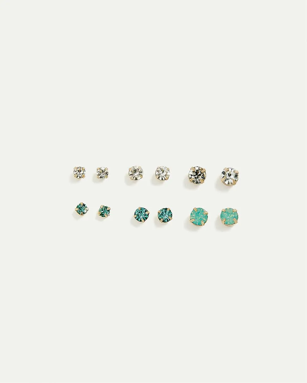 Stud Earrings with Green and Clear Stones - 6 Pairs sold by Reitmans product image thumbnail 2