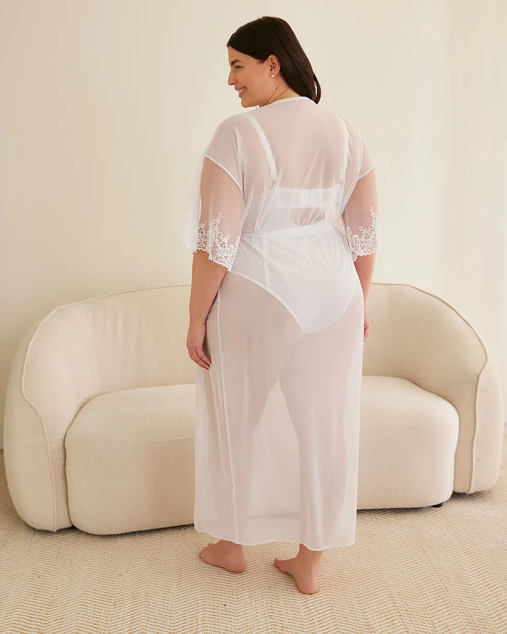White Lace and Mesh Robe - Déesse Collection sold by Reitmans product image thumbnail 2