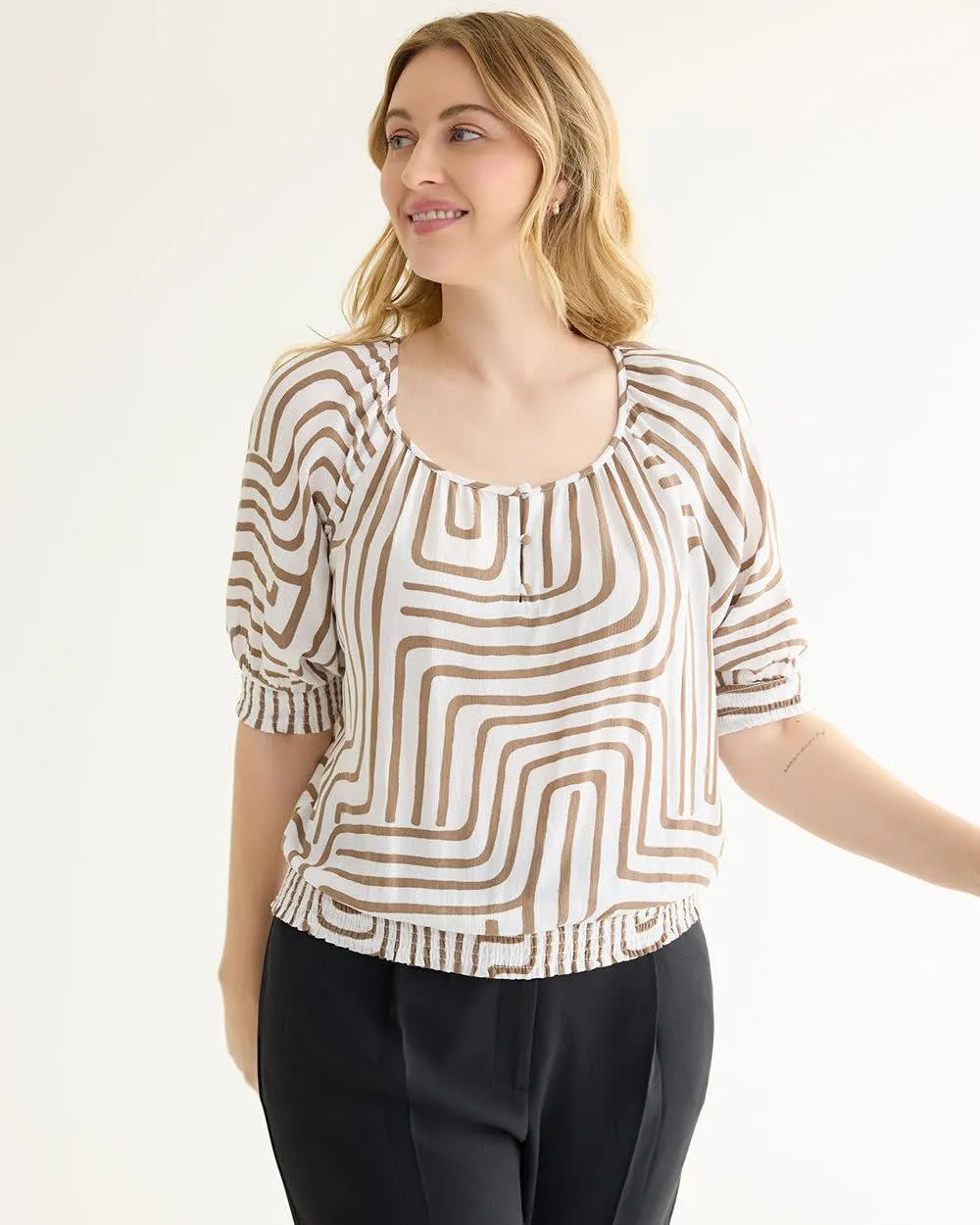 Short-Sleeve Blouse with Scoop Neckline sold by Reitmans product image thumbnail 3