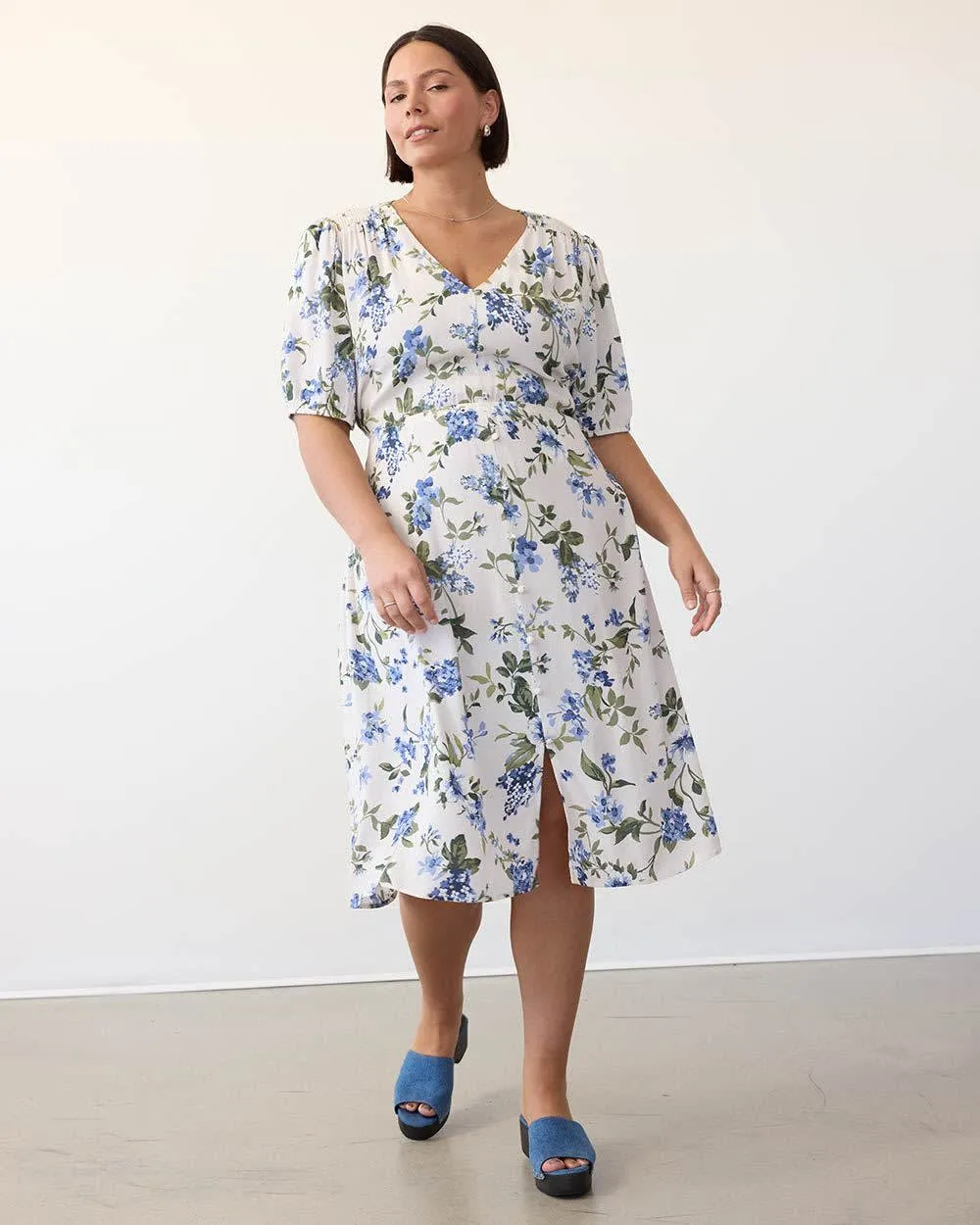 Buttoned-Down Dress with Short Flutter Sleeves sold by Reitmans product image thumbnail 3
