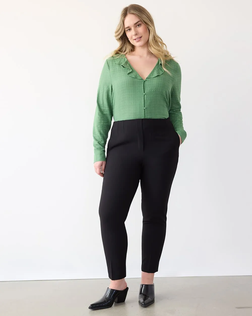 Tapered-Leg High-Rise Twill Pant sold by Reitmans product image thumbnail 3