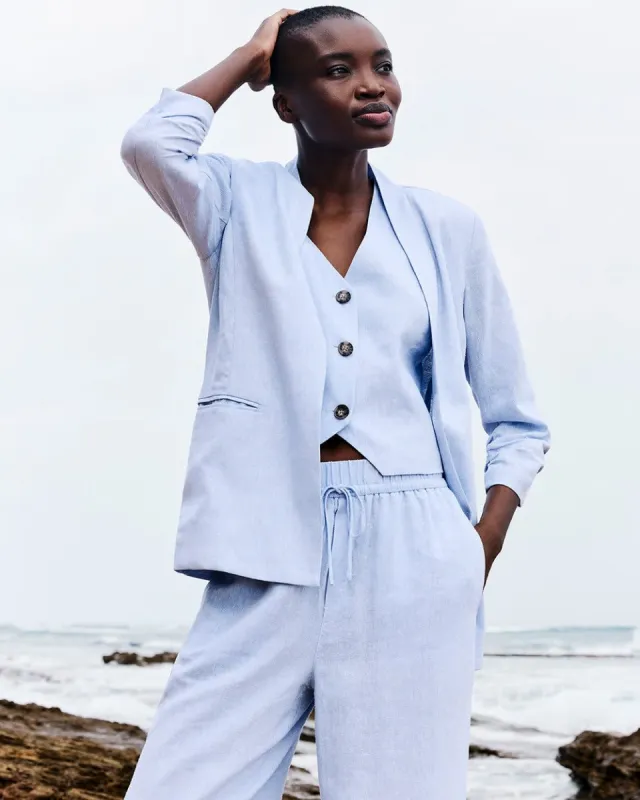 Open Linen Blazer with Ruched Sleeves sold by Reitmans