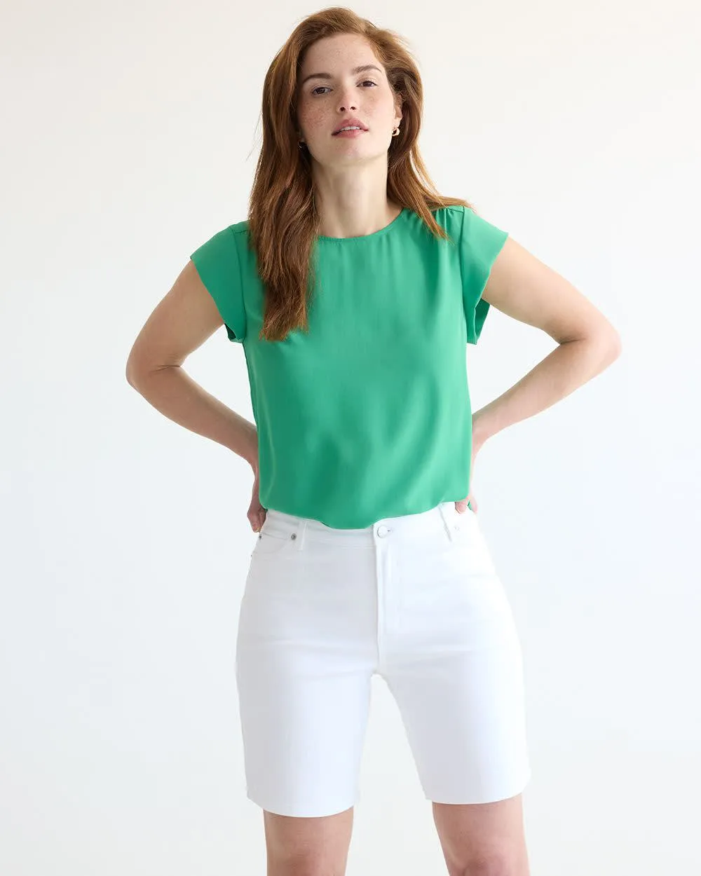 Mid-Rise Denim Bermuda sold by Reitmans