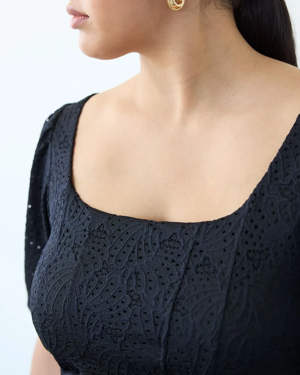 Lace Bustier Top with Balloon Elbow Sleeves sold by Reitmans product image thumbnail 5