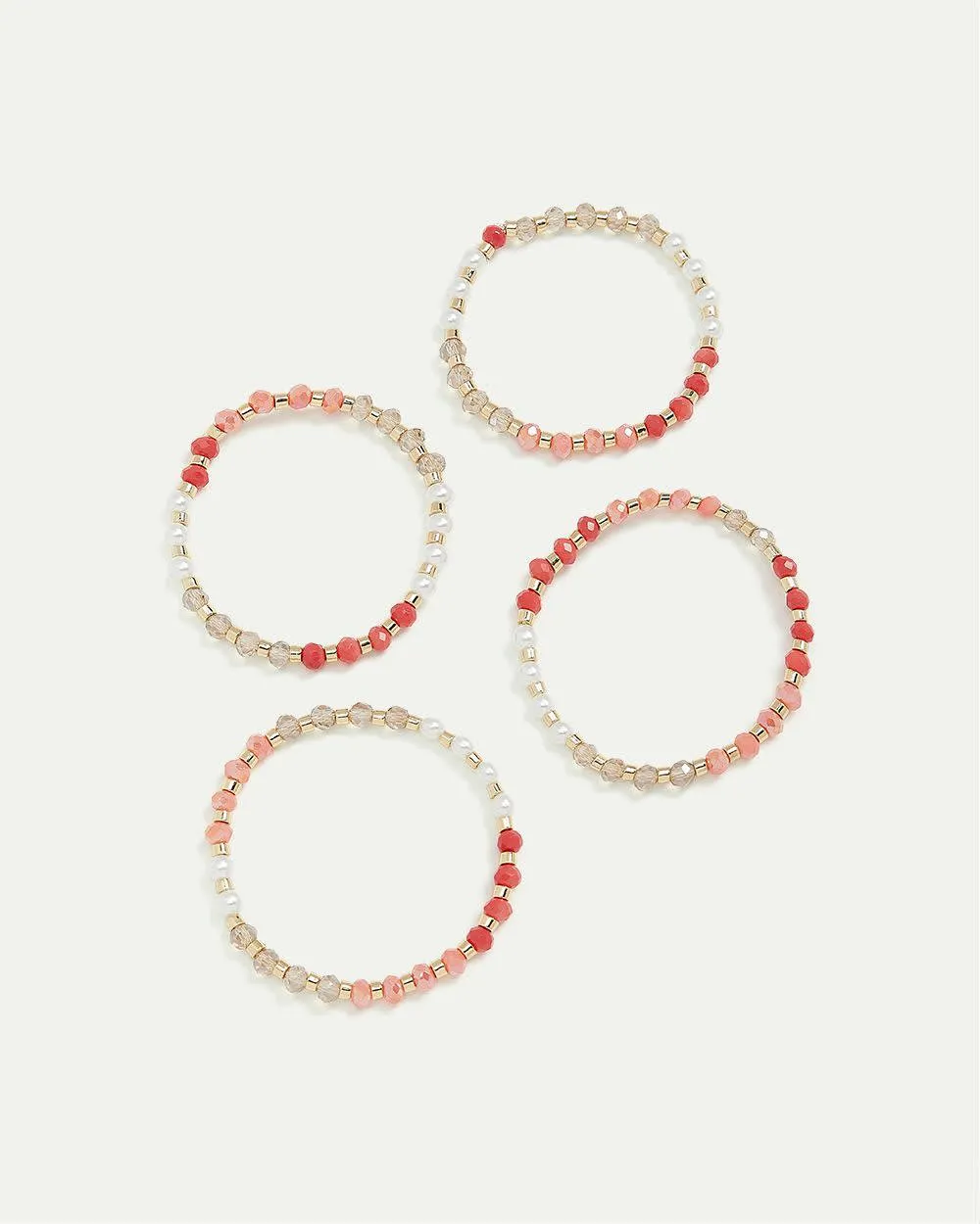 Elastic Beaded Bracelets with Pearls - Set of 4 sold by Reitmans