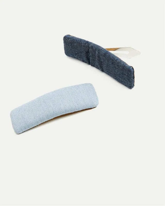Denim Hair Clips - Set of 2 sold by Reitmans