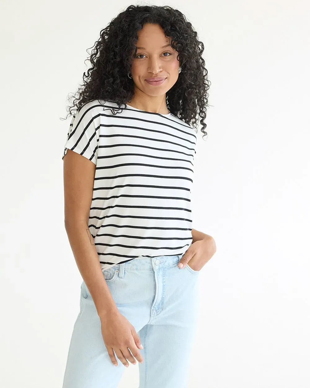 Short-Dolman-Sleeve Boat-Neck Tee sold by Reitmans product image thumbnail 5