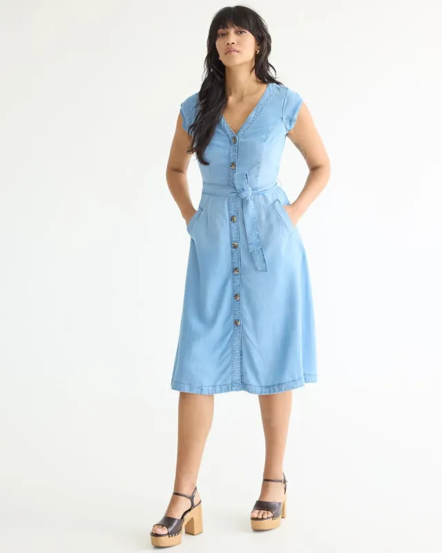 Cap-Sleeve Fit-and-Flare Tencel Midi Dress sold by Reitmans