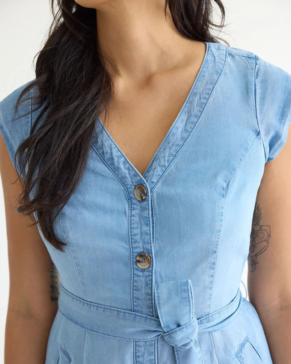 Cap-Sleeve Fit-and-Flare Tencel Midi Dress sold by Reitmans product image thumbnail 4