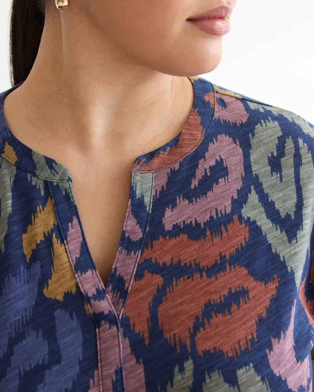 Short-Sleeve Tiered Midi Dress with Split Neckline sold by Reitmans product image thumbnail 4