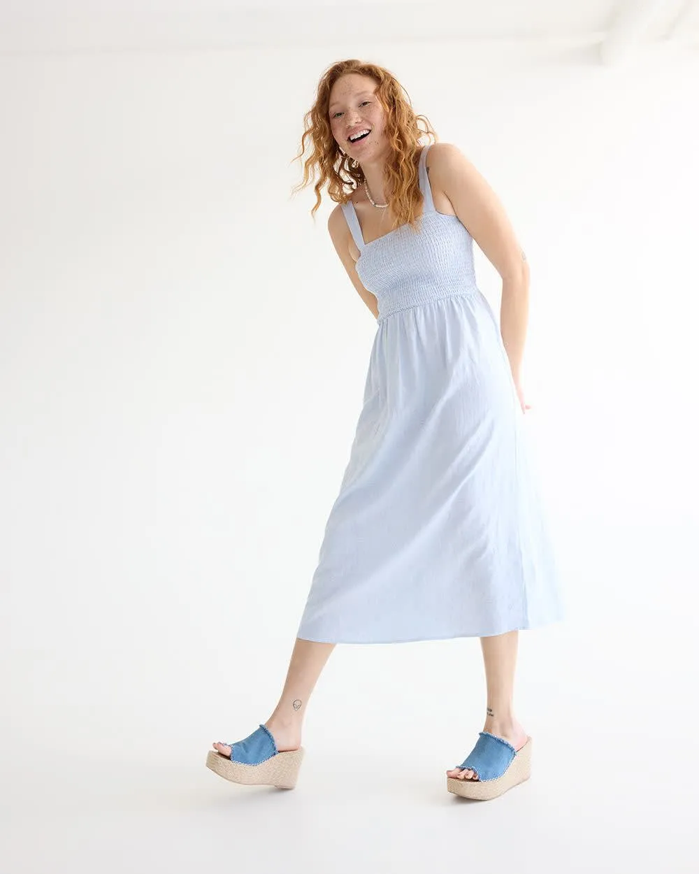 Sleeveless Midi Dress with Smocked Top sold by Reitmans product image thumbnail 3
