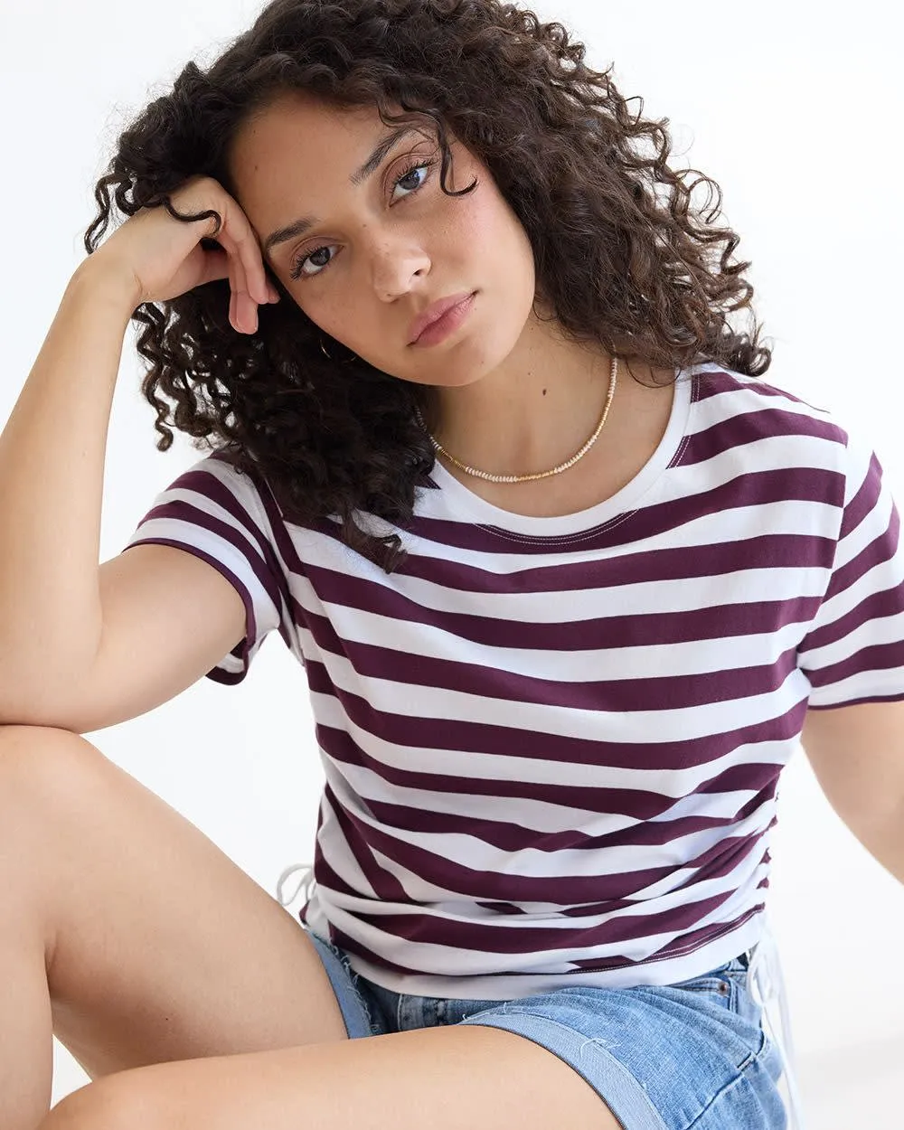 Short-Sleeve Shirred Tee with Drawstrings at Sides sold by Reitmans product image thumbnail 3