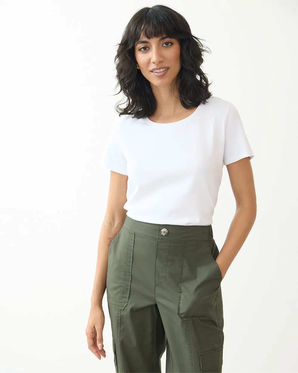 Scoop-Neck Cotton Tee - R Essentials sold by Reitmans