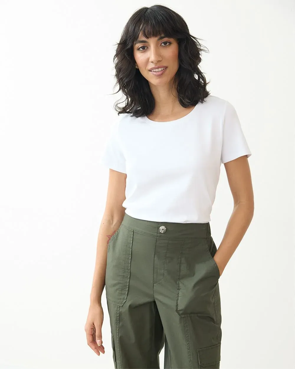 Scoop-Neck Cotton Tee - R Essentials sold by Reitmans product image thumbnail 5