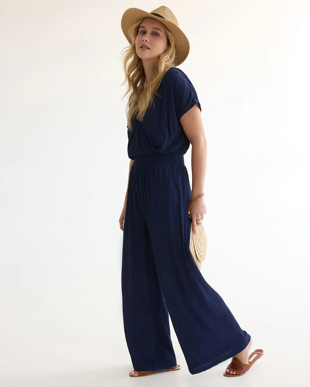 Short-Sleeve Sheer Cover-up Jumpsuit sold by Reitmans