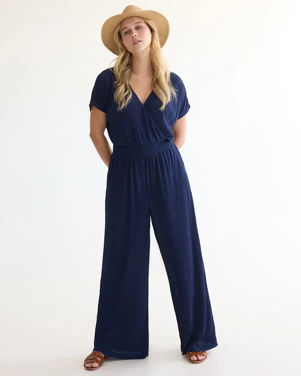 Short-Sleeve Sheer Cover-up Jumpsuit sold by Reitmans product image thumbnail 3