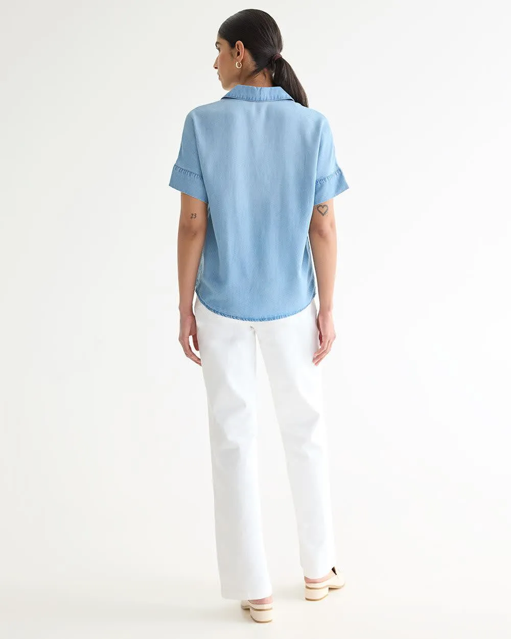 Short-Sleeve Tencel Blouse with Shirt Collar sold by Reitmans product image thumbnail 2